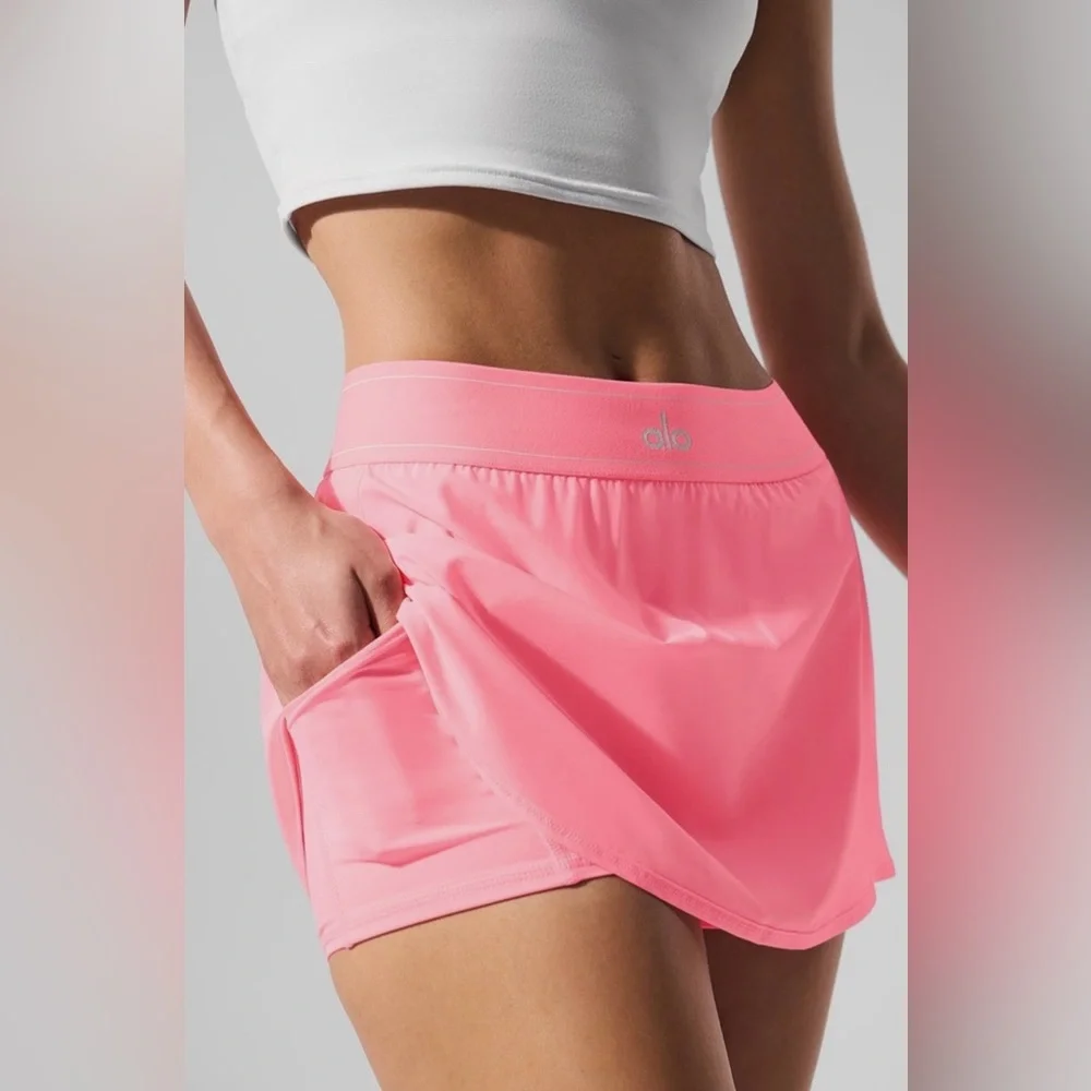 Alo - Match Point Tennis Skirt Skort (Neon Bubblegum) - Picture 3 of 7